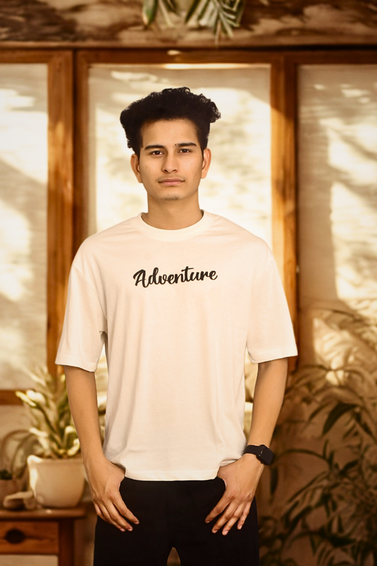 RROYALS “Adventure Get Muddy” Oversized Cream T-Shirt – Off-Road Graphic Tee